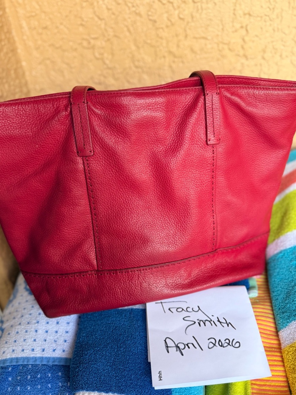 Cole Haan Red Leather Tote Bag